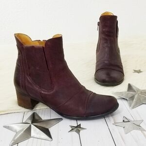 BRAKO ankle boots dark red leather maroon Oxblood Women's Size 38 Spain